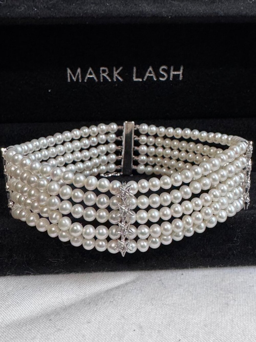 ✨💎 HOST PICK✨18K White Gold Mark Lash Diamond & Pearl Cuff Bracelet ✨ - Picture 3 of 16